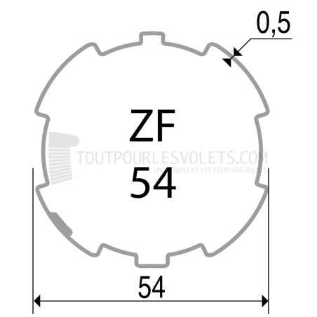 Tube rond canelé diam. 54 type ZF54 - 2000 mm