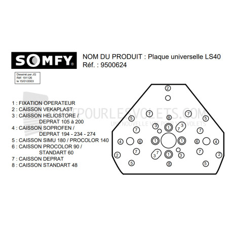 Support universel moteur Somfy - Bloc baie
