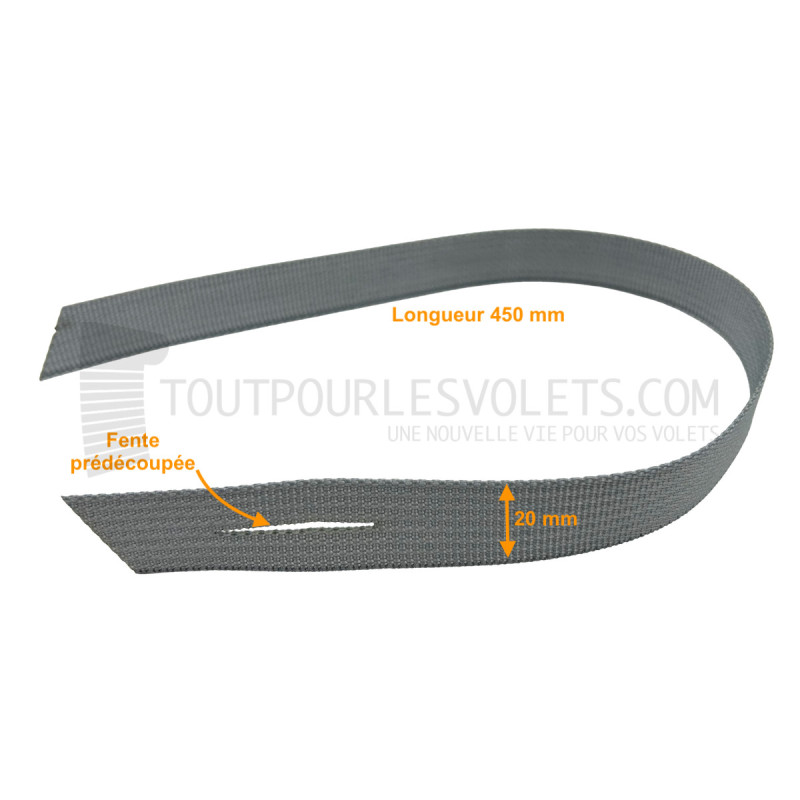 Sangle avec fente (Attache Tablier) - 20 x 450 mm - Fixation Universelle - Épaisseur Lame 8 mm