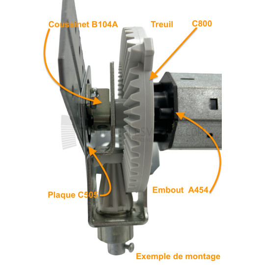 Treuil C800 - entrée 6 pans 7 mm et sortie crabot ZF 27 mm