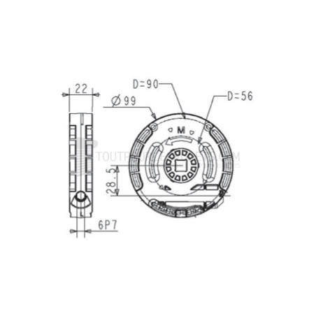 Treuil ZF à vis - Rapport 1/7 - Sans FdC - Entrée hexa 7mm - sortie carré 8mm
