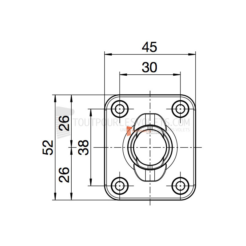 Sortie 45° PVC Blanc 45x52 - Entrée diam. 12 - Tige 6p7