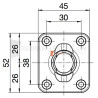 Sortie 45° PVC Blanc 45x52 - Entrée diam. 12 - Tige 6p7