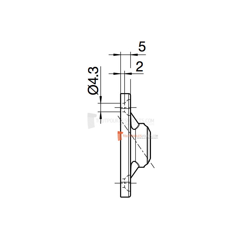 Sortie 45° PVC Blanc 45x52 - Entrée diam. 12 - Tige 6p7
