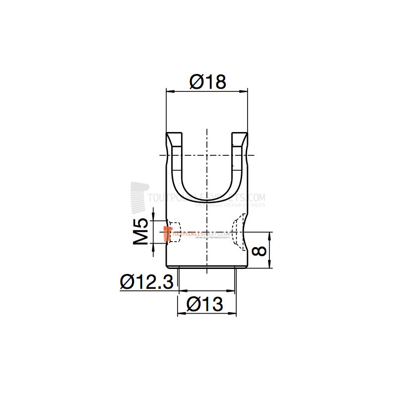 Sortie 45° PVC Blanc 45x52 - Entrée diam. 12 - Tige C6