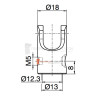 Sortie 45° PVC Blanc 45x52 - Entrée diam. 12 - Tige C6