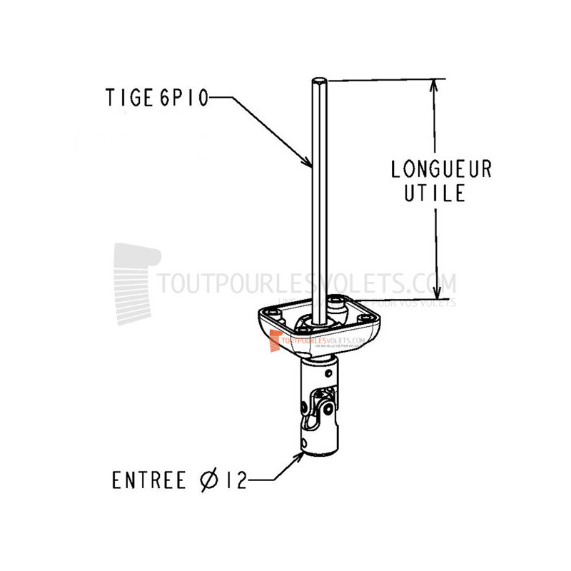 Sortie 45° diam. 12 - Tige 6p10 L315 - Blanc