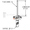 Sortie 45° diam. 12 - Tige carré 8 - L315 - Blanc
