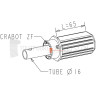 Embout pour Octo 40, crabot ZF, tube diam. 16, L90