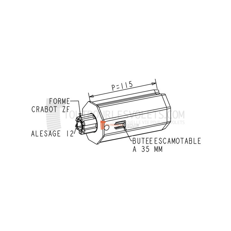 Embout pour octo 60, crabot 27 type ZF et Carré 10