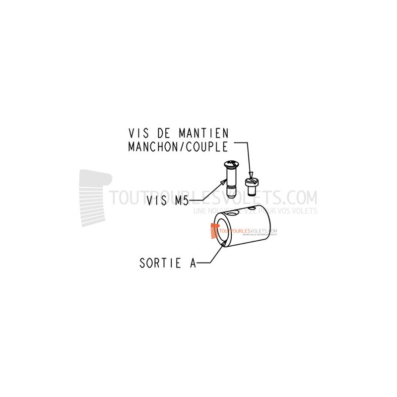 Manchon adaptateur + vis, pour tige 6p10