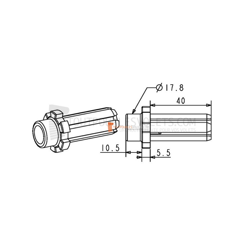Moyeu colerette pour embout flasque Téton diam. 18 mm