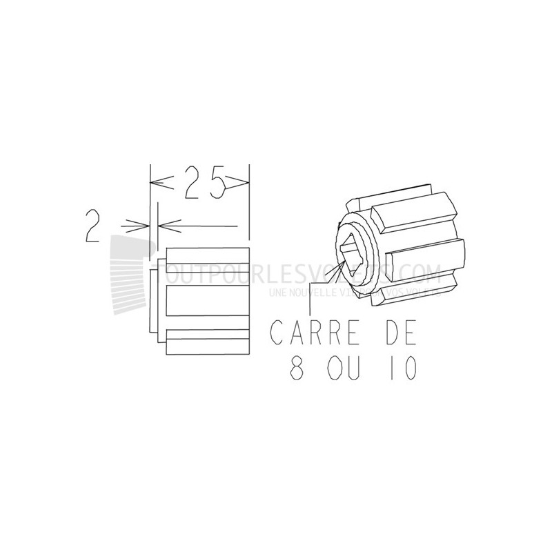 Moyeu pour embout universel - Carré de 8