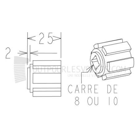 Moyeu pour embout universel - Carré de 8