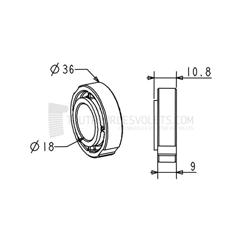 Palier lisse diam. 36 - 18 mm - Blanc