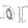 Palier lisse diam. 36 - 18 mm - Blanc