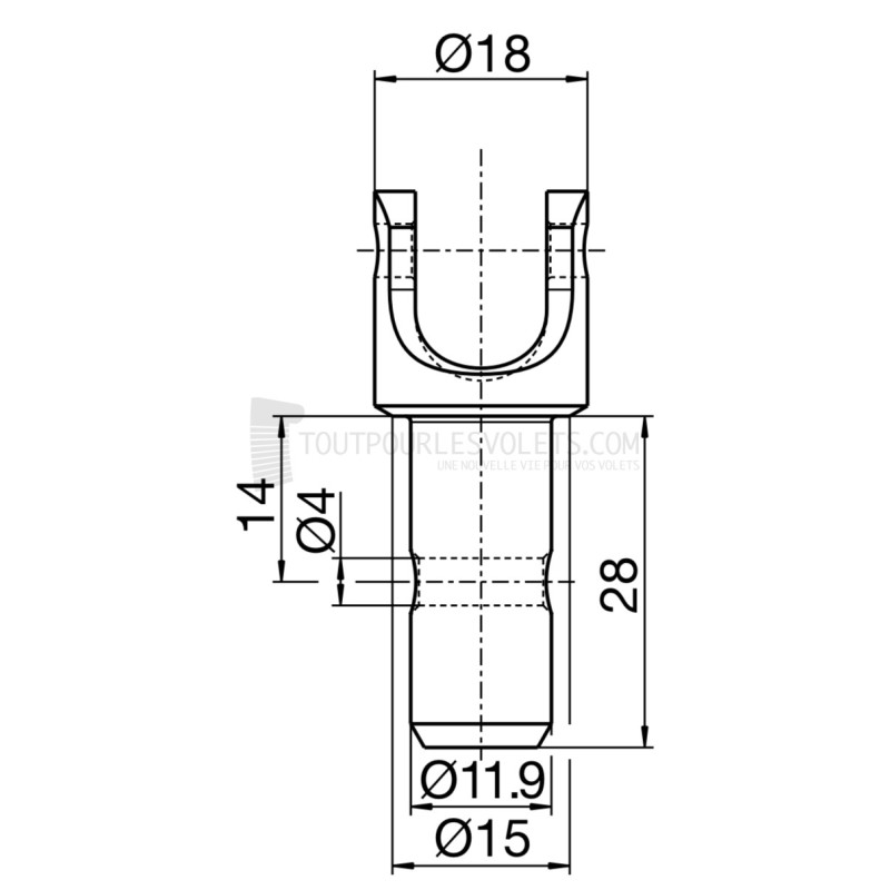Sortie 45° PVC 52x26 - Entrée mâle 12 - Tige C6 L 160