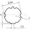 Tube rond canelé diam. 64 type ZF64 - 2000 mm