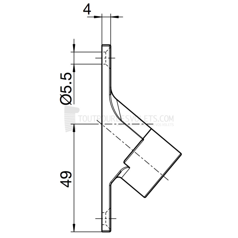 Sortie 90° 85x22 - Entrée Rond ø 12 mâle - Tige Carré 6 L 320 - Nickelé