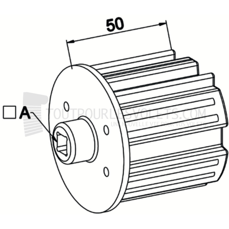 Embout pour ZF64, Téton diam. 18 et Carré 10 - L 50