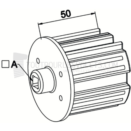 Embout pour ZF64, Téton diam. 18 et Carré 10 - L 50