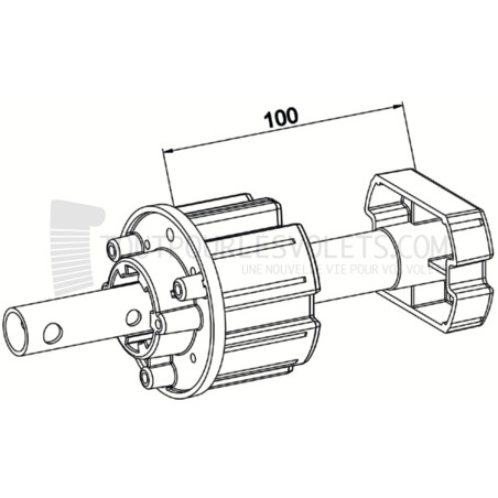 Embout pour ZF64, Tube diam. 16 et crabot ZF diam. 27, L100