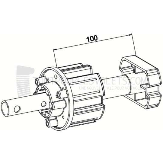 Embout d'axe réglable renforcé pour tube ZF 64 avec support