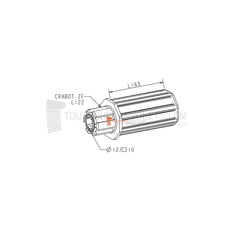 Embout pour octo 40, crabot 27 type ZF, Carré 10