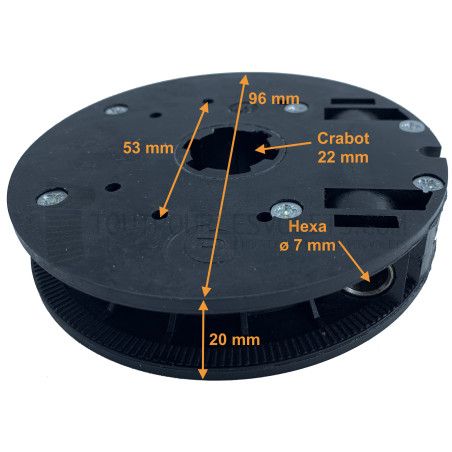 Treuil Carter PVC - Entrée Hexa 7 - Sortie crabot 22 - SFC