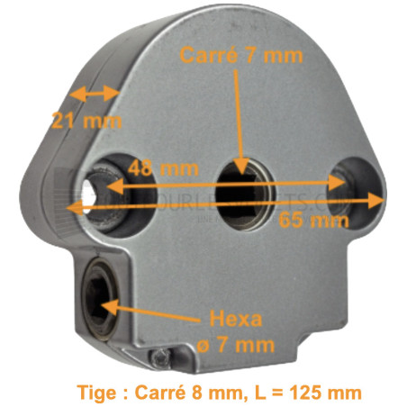 Treuil Bubendorff 1/6 - Entrée Hexa 7 - Sortie Carré 7/8 + Tige - FDC