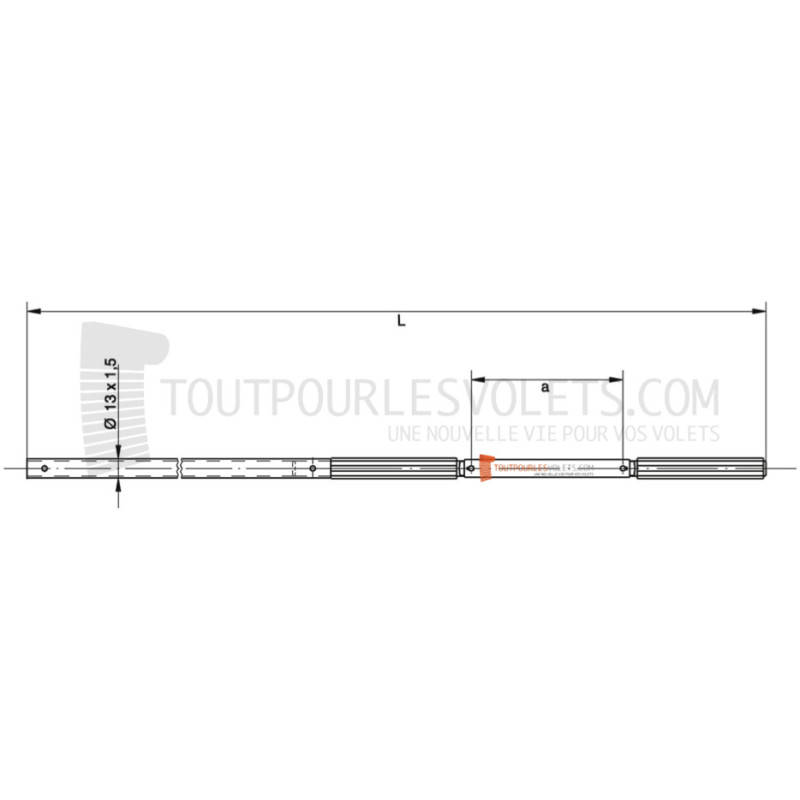 Manivelle alu complète - diam. 13 ext. - Blanc - L1400 mm