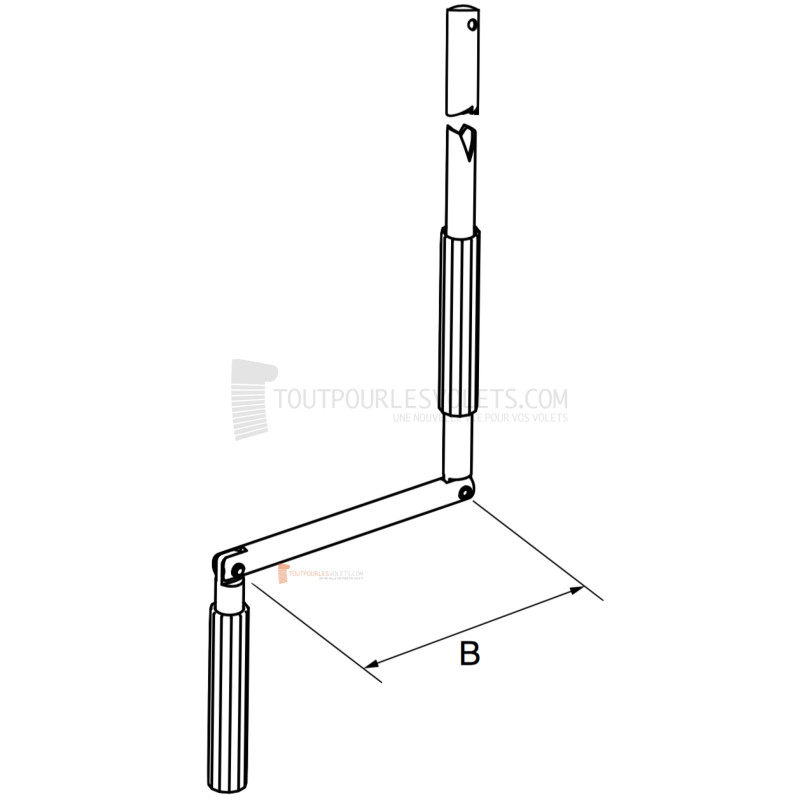 Manivelle alu complète - diam. 14 ext. - Blanc - L1500 mm