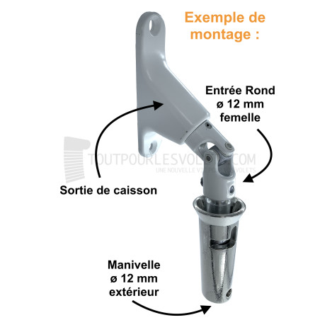 Entonnoir pour manivelle diam. 12 + Manchon d'entrainement pour sortie de caisson diam. 12 femelle