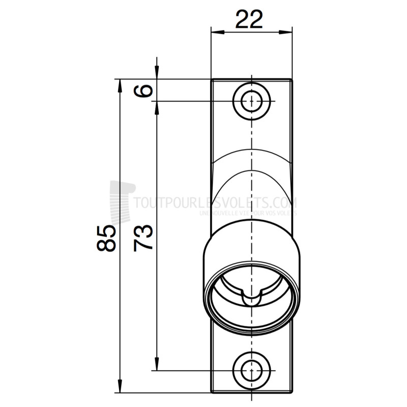 Sortie 90° 85x22 - Entrée Rond ø 12 femelle - Tige Hexa 7 L 320 - Nickelé