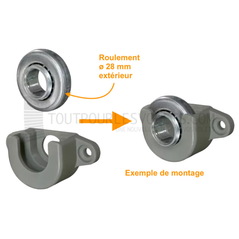 Coussinet pour roulement à billes diam. 28 mm