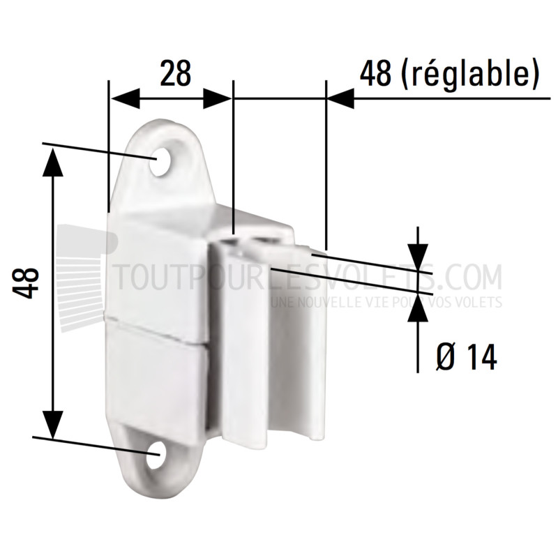 Bloqueur réglable pour manivelle de volet roulant diam. 14 - Coloris Blanc