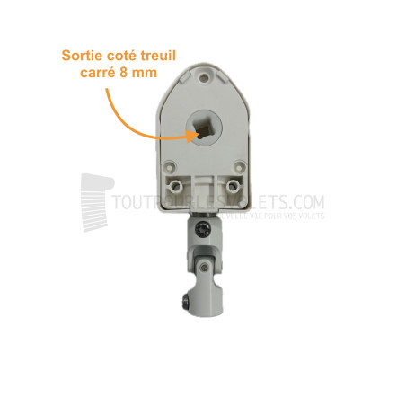 Treuil à renvoi d'angle avec genouillère - Entrée Rond ø 12 femelle - Sortie carré 8 - Blanc