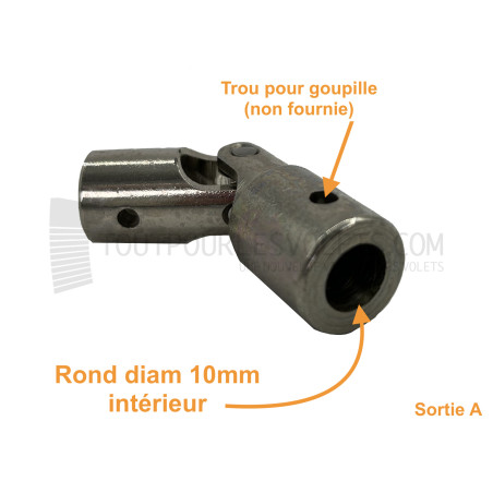 Genouillère acier Rond ø 10 femelle / Hexa 7 femelle - Nickelé