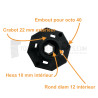 Embout pour Octo 40, crabot 22 type Deprat, 6p10