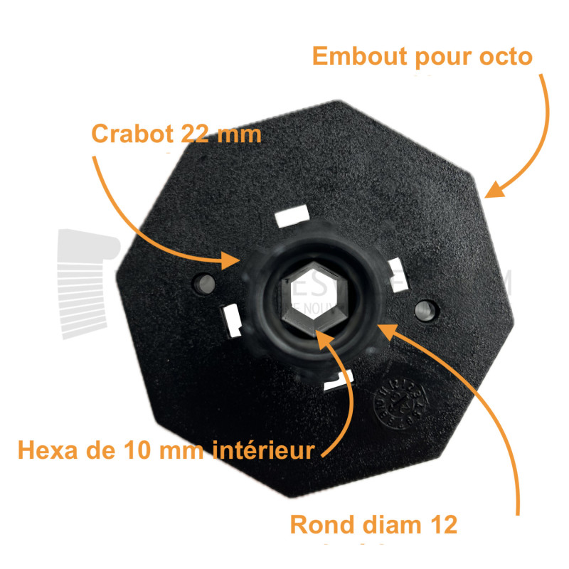 Embout pour Octo 60, crabot 22 type Deprat, 6p10