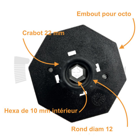 Embout pour Octo 60, crabot 22 type Deprat, 6p10