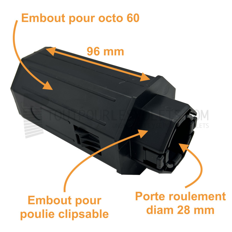 Embout pour Octo 60, pour roulement diam. 28 et poulie clipable Simu