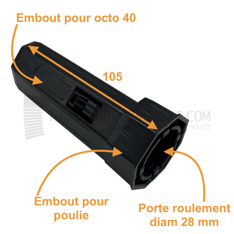 Embout pour Octo 40, pour roulement diam. 28 et poulie clipable Simu