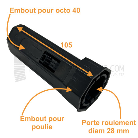 Embout pour Octo 40, pour roulement diam. 28 et poulie clipable Simu