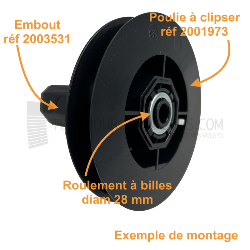 Embout pour Octo 40, pour roulement diam. 28 et poulie clipable Simu