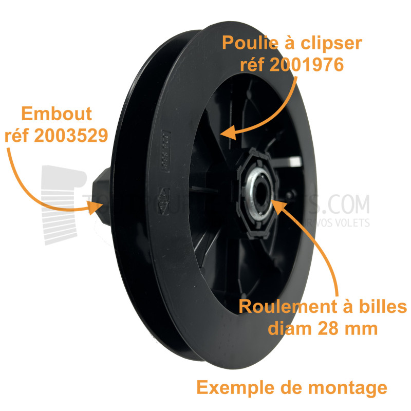Poulie clipable sur embouts Simu et sangle de 14 mm - Diam. 170