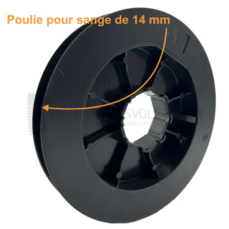 Poulie clipable sur embouts Simu et sangle de 14 mm - Diam. 155
