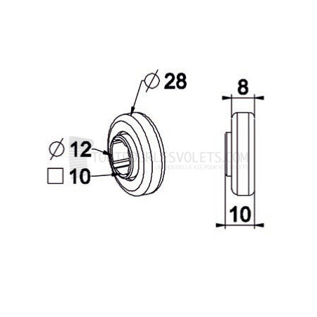 Roulement à billes nylon diam. 28 - Carré 10