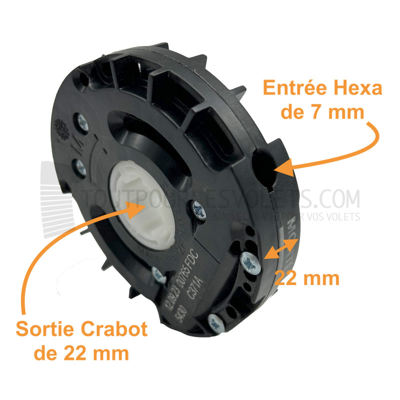 Treuil Technivis débrayable - Entrée Hexa 7 - Sortie Crabot 22 - FDC