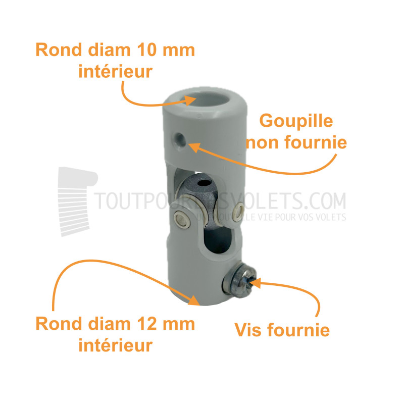 Genouillère acier Rond ø 12 femelle / Rond ø 10 femelle - Blanc